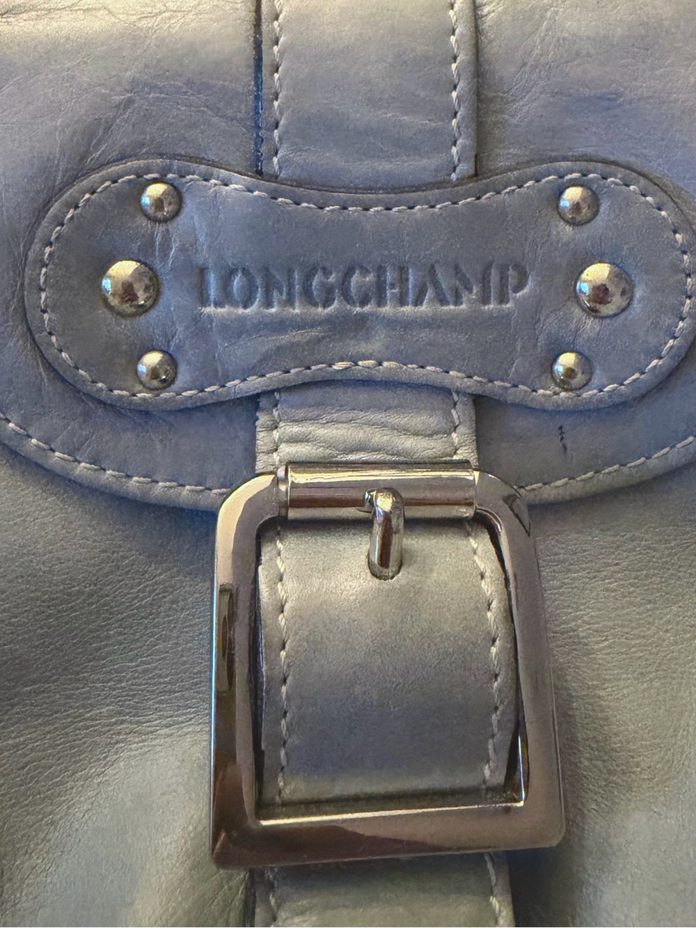 Longchamp Powder Blue Leather Idole Shoulder Satchel Bag - Picture 2 of 4